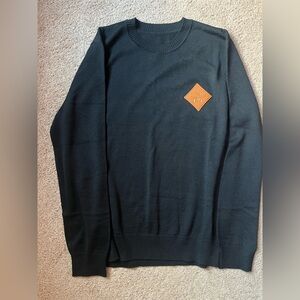 MCM black sweater w/ tan leather logo patch size medium, NWOT